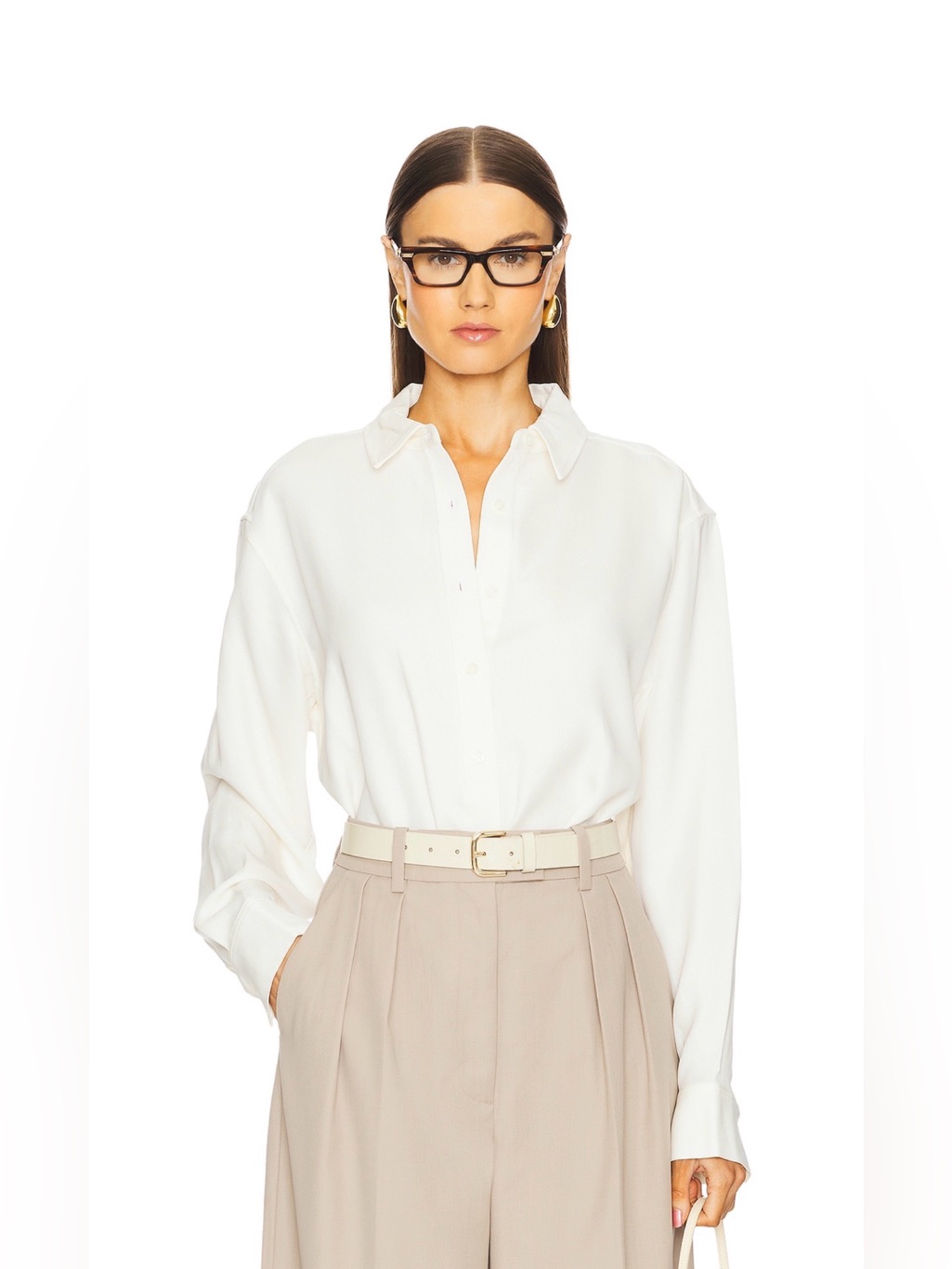 Anine Bing Ivory Braxton Button-Down Blouse S